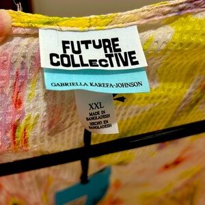 Future collective, xxl opaque sheer women’s top, 3/4 length sleeve w/ tie front